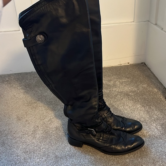 Browns Couture Black Leather Over-the-Knee Boots, Size 7, Made in Italy - Picture 2 of 4